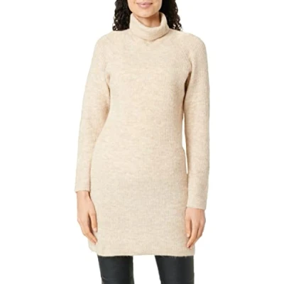 Imagen de PIECES Pcellen LS Noos BC Vestido de Punto con Cuello Alto, White Pepper, XS para Mujer