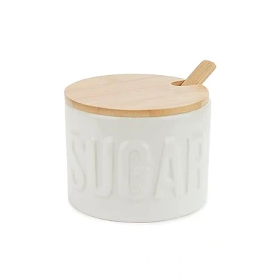 Imagen de Balvi Azucarero Sugar Color Blanco Recipiente Elegante para almacenar azúcar Cerámica/bambú 7,4x9,5x9