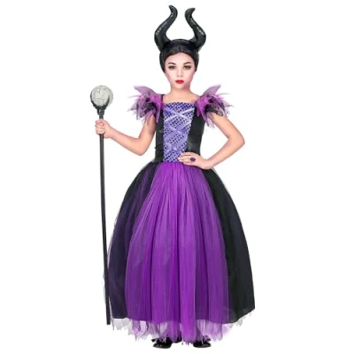 Imagen de W WIDMANN MILANO Party Fashion Disfraz infantil de Malefizia, vestido, tocado, Halloween, carnaval, fiesta temática