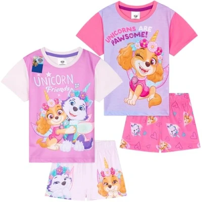 Imagen de Get Trend Paw Patrol Pijamas Niña Paquete de 2 Pijama Manga Corta con Shorts Everest Skye Ropa Estar en Casa Regalos Niños (4 5 Años, Morado Patrol, 2)