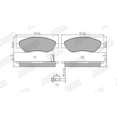 Imagen de JURID 573205J Juego de pastillas freno con avisador acústico desgaste accesorios OPEL: Corsa D Hatchback