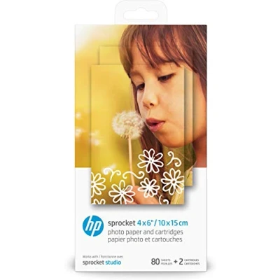 Imagen de HP Sprocket Studio Cartuchos y papel fotográfico de 10 x 15 cm (80 hojas 2 cartuchos) Compatible con