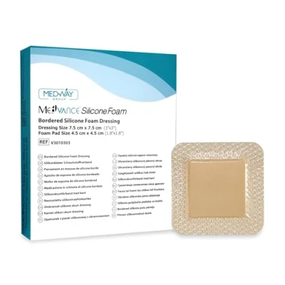 Imagen de silicona MedVanceTM Revestimiento de espuma adhesiva con bordes, tamaño 7.5 cm x cm, (almohadilla 4.5 cm), caja 5dressings