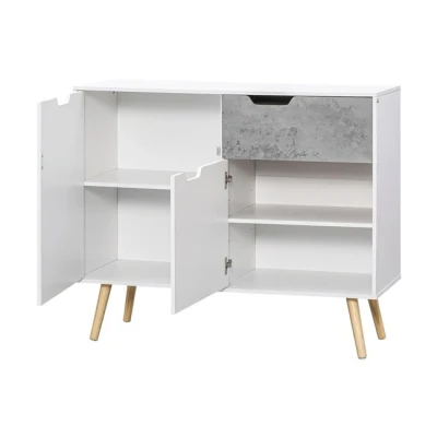 Imagen de HOMCOM Aparador de Cocina Armario Buffet con 2 Puertas 1 Cajón Almacenaje para Salón Estudio Dormitorio Estilo Moderno 98x39x81,5 cm Blanco