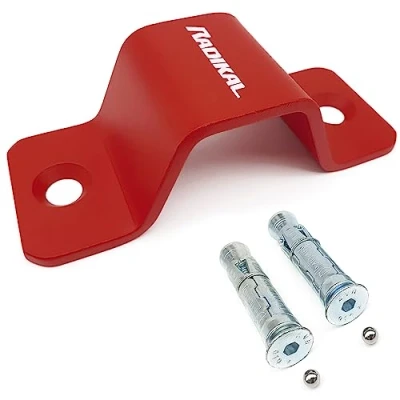 Imagen de RADIKAL RK544R Anclaje Suelo Antirrobo para Cadena Seguridad hasta ø40, Alta Mas Visible, 2 Pernos Expansión, Fijación Pared Parking Garaje Moto Remolque Scooter Bici