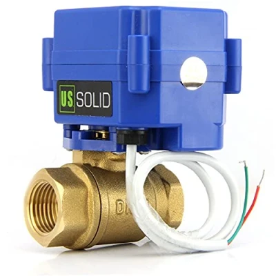 Imagen de U.S. Solid 3/4&quot; Latón Válvula Motorizada 220V AC (85V 265V AC) Normalmente Cerrado (NC), 2 Vias de bola electrica, Cables, Regreso Automatico