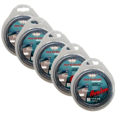 Imagen de valon Pack 5 Hilos Helicoidal de Nylon Universal para desbrozadora y Cortacésped (1,65 mm x 15 m) Hilo Reforzado DualPower maleza