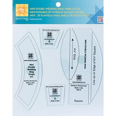 Imagen de EZ Quilting Mini Juego de Plantilla Anillo Boda Doble, Transparente