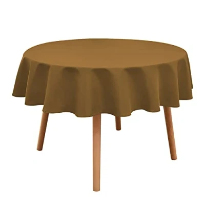 Imagen de GREATOYAR Mantel Antimanchas Redondo, Impermeable, Hule Mesa, Resistente, Lavable, Ideal para Interiores y Exteriores, Decoración de Marrón, Diámetro 140cm