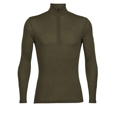 Imagen de Icebreaker Camiseta de Manga Larga con Media Cremallera para Hombre 100% Lana Merina Deportes Invierno, Correr, Running, Gimnasio Loden, S