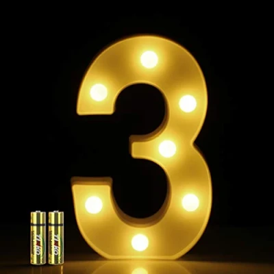 Imagen de HONPHIER® Números LED Letras Luminosas Decorativas decoración Luminosa Hogar Lámpara con número 0 a 9 para de Fiestas cumpleaños o Bodas (3)
