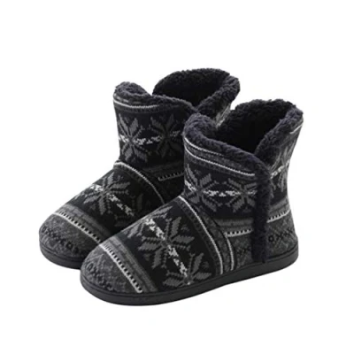 Imagen de Rojeam Zapatillas de Estar por Casa para Unisexo Botas Invierno Pantuflas Peluche Cerradas, Negro, 36/37 EU