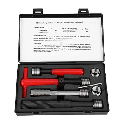 Imagen de Kit de Reparación Roscas, M16x2 Acero Inoxidable Taladro Retorcido Llave Rosca Herramienta Inserción Roscada Helicoidal Para Roscas