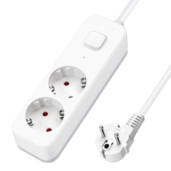 Imagen de Aigostar Regleta Enchufes, Alargador Enchufe de 2 Enchufes con Interruptor, Cable 1,5 Metros, Blanco