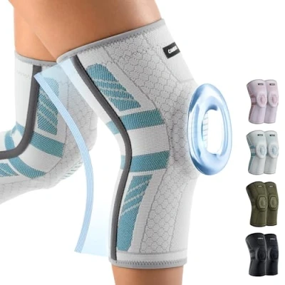 Imagen de CAMBIVO Rodilleras Menisco y Ligamento 2Pack, Rodillera Rotuliana Compresion con Estabilizadores Laterales de PMMA Almohadilla Rótula para Dolor Rodilla Artrosis, Artritis, Acl, Gym, Running