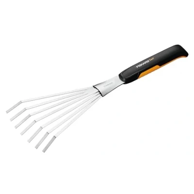 Imagen de Fiskars Rastrillo de mano, 7 púas, Negro/Naranja, Acero inoxidable/Plástico, Xact, 1027044