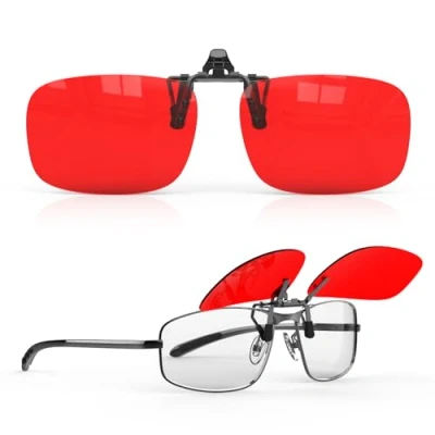 Imagen de Goiteia gafas clip on contra la luz azul: bloquean azul y verde, mejoran el sueño, alivian fatiga ocular los dolores de cabeza, roja para uso pantallas.