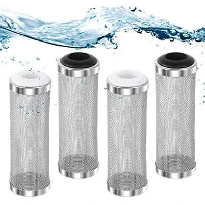 Imagen de Heqishun 4 Piezas Filtro de Acuario Acero Inoxidable, Protector Malla Red para los Peces Camarones del Acuarios, 16 mm (2 Blanco y 2 Negro)