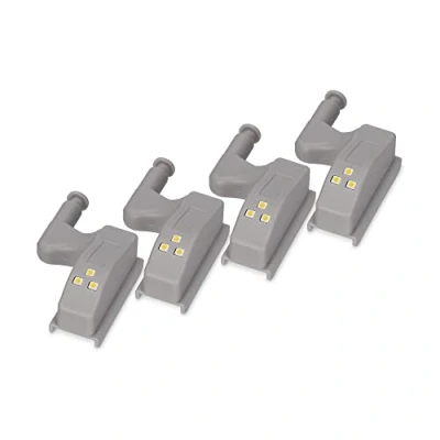 Imagen de Pack de 4 bisagras LED, Interruptor, Iluminación 3 LEDs, Blanco cálido 3.000K