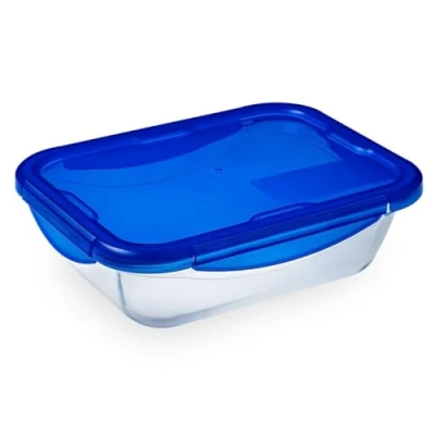 Imagen de Pyrex Cook &amp; Go Recipiente Rectangular 25X19CM 170CL con Tapa Cook&amp;GO, Azul, 4.19 cm
