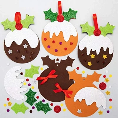 Imagen de Baker Ross AX344 Kits De Decoración Combinables Para Árbol Navidad Pudin (Paquete 8) Suministros Creativos Arte Y Manualidades Navideños Que Los Niños Hagan Decoren