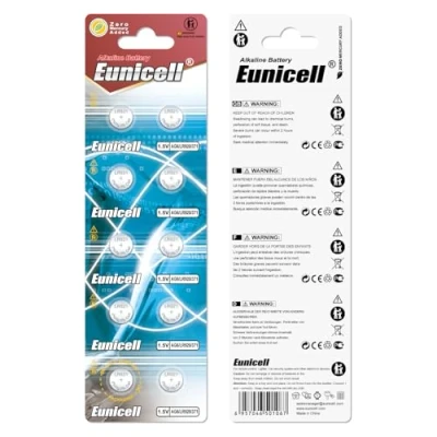 Imagen de Eunicell Lote de 10 pilas alcalinas botón tipo G6 LR69 LR921 SR921W 370 371