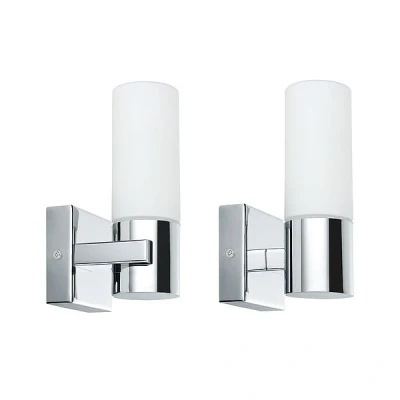 Imagen de Paulmann 70354 Apliques Gemini, focos de pared IP44 sin fuente luz, casquillo E14, máx. 2x20 W, luz para pasillo, paquete 2, iluminación mural, cromo, satinado, metal, cristal