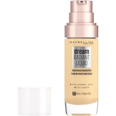 Imagen de MAYBELLINE Dream Satin Liquid, Base de Maquillaje Líquida con Sérum Hidratante, Tono 021 Nude, 30 ml (Paquete 1)