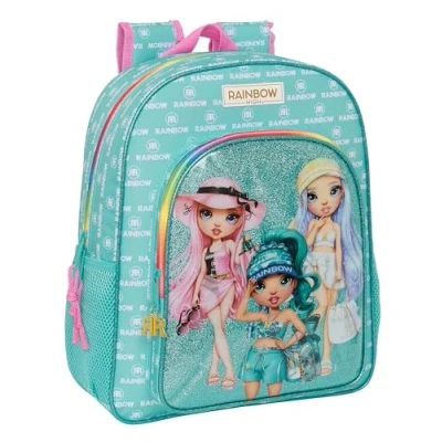 Imagen de Safta RAINBOW HIGH PARADISE Mochila Escolar Niño, Infantil, Adaptable a Carro, Ideal para Niños en Edad Escolar, Cómoda y Versátil, Calidad Resistencia, 32x12x38 cm, Color Azul Turquesa