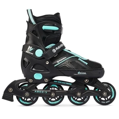 Imagen de Raven Patines en línea Pulse Ajustables, Negro y Cian, 33 36(20cm 22,5cm)
