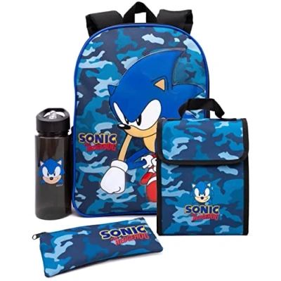 Imagen de SONIC The Hedgehog Backpack Set Niños De 4 Piezas Camo Camuflaje Botella