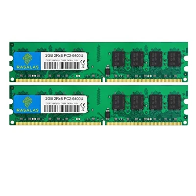 Imagen de Rasalas DDR2 800 PC2 6400 4GB Kit (2x2GB) Udimm RAM Desktop 6400U 2RX8 1.8V CL6 240 Pin Non ECC Unbuffered Memory Modules
