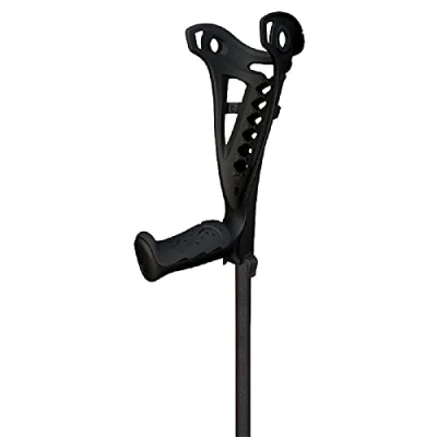 Imagen de FDI Muletas De Adulto Access Safewalk. Par Regulables En Altura Con Contera AntiDeslizante. Ultraligeras Aluminio. Color Negro. Talla Única