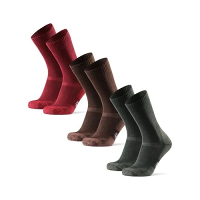 Imagen de DANISH ENDURANCE Calcetines Antiampollas Senderismo, Lana Merino Transpirable, Hombre y Mujer, 3 Pack, Multicolor (1x Marrón, 1x Rojo, Verde), 48 51