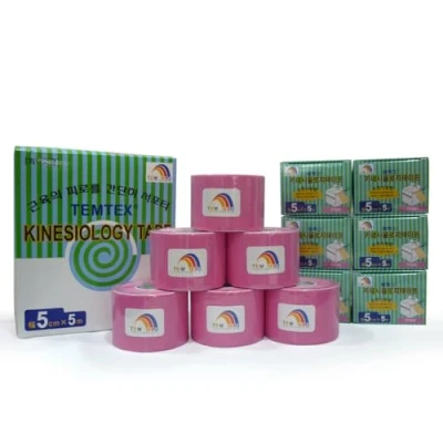 Imagen de Temtex Kinesiology Tape 5x5 6 uds, Talla 5 cm x m, Color Rosa