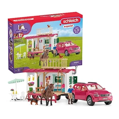 Imagen de schleich 72205 Acampada con la caravana, a partir de 5 años, HORSE CLUB playset, 73 x 23 cm