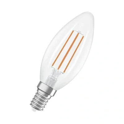 Imagen de OSRAM LED Superstar Classic B 40 en forma clásica de mini vela, cuerpo cristal transparente, 2,2 W, 470 lm, casquillo E14, luz blanca cálida con 2700 K, EEK A, 35 mm diámetro, paquete 2