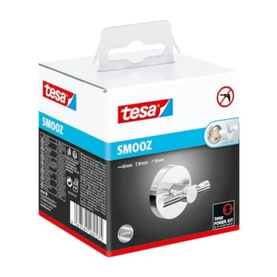 Imagen de tesa Percha para Albornoz Smooz Gancho Adhesivo Colgar Albornoces y Toallas Inoxidable Resistente al Agua Incluye Solución Adhesiva de Montaje