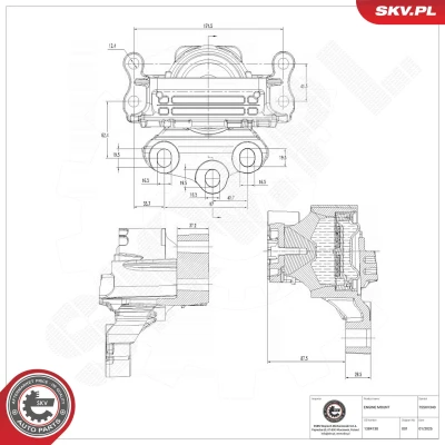 Imagen de ESEN SKV 75SKV340 Soporte de motor derecha hidráulico Aluminio, Caucho 175mm 117mm FORD: Transit Mk6 Furgoneta, Tourneo