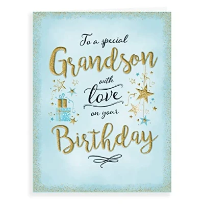 Imagen de Piccadilly Greetings Tarjeta de cumpleaños moderna para nieto, 20,3 x 15,2 cm