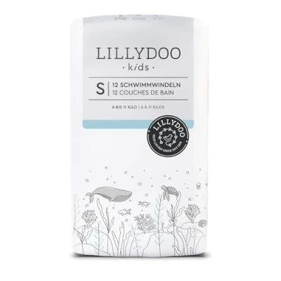 Imagen de Pañales bañador LILLYDOO desechables, delicados con la piel, para bebés, talla S (6 11 kg), 3 paquetes (36 unidades) 2 diseños diferentes