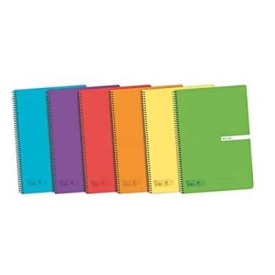 Imagen de Enri, Cuadernos A4 (Folio), Tapa Plástico, 80 Hojas Rayadas. Pack 5 Libretas, Colores Aleatorio