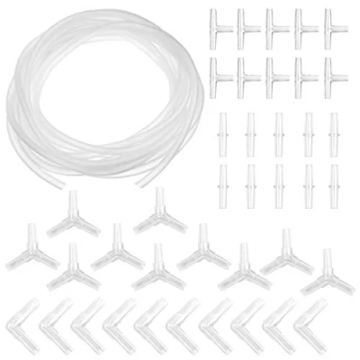 Imagen de Skyzone Aquarium Airline Conectores Y manguera de tubo, kit accesorios bomba aire que incluye 40 piezas T L I Conector + 5 metros 4 mm * 6 Tubo línea para acuario