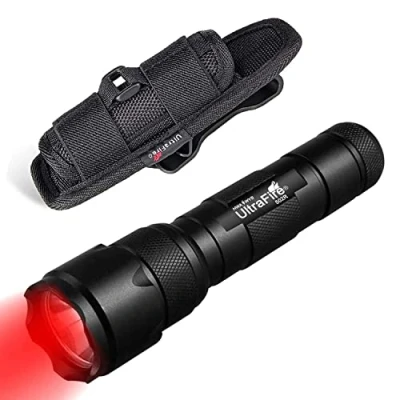 Imagen de Ultrafire Linterna LED Roja 630nm Zoom Caza Luz Roja, con Funda de Linterna, Modo Unico Enfoque Ajustable Mini Táctica Pequeña Impermeable para Visión Nocturna