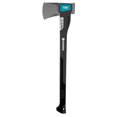 Imagen de GARDENA hacha de corte 2800 S: versátil para diversos trabajos con madera, recubrimiento antiadherente, protección contra impactos acero inoxidable, función martillo, 70 cm (8719 48)