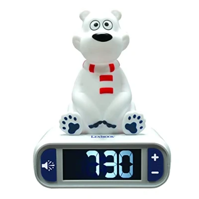 Imagen de Lexibook diseño de Oso Polar, Luminoso, Reloj Despertador, niñas, Snooze, Color Blanco (RL800PB)