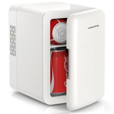 Imagen de VINATO Piccolo Frigorifero Mini Frigo 4L, da Camera Letto con Funzione di Raffreddamento e Riscaldamento, 220V AC / 12V DC per Auto, Ufficio, Letto, Cura Della Pelle, Bev