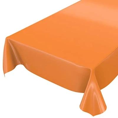 Imagen de Anro Mantel de hule lavable color liso brillante, toalla, naranja, Schnittkante 100 x 140cm