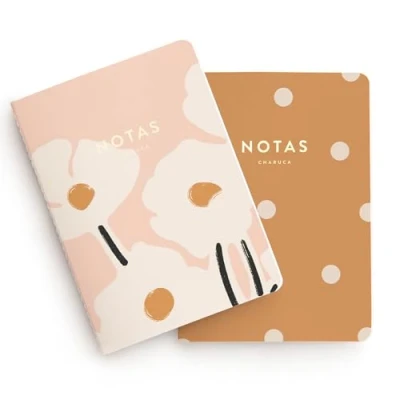 Imagen de CHARUCA Set de 2 libretas bolsillo Ligeras, Glamurosas, perfectas para llevar contigo. (Blossom, Mediano)