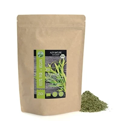 Imagen de Estragon ecologico, Tarrаgón orgánico seco (250g), estragón frotado, de cultivo controlado, probado en laboratorio, 100% puro y natural